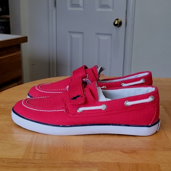 NWOT POLO Ralph Lauren Canvas Slip On EZ Strap w/ Velcro Closure Boat Shoe - Picture 4 of 11